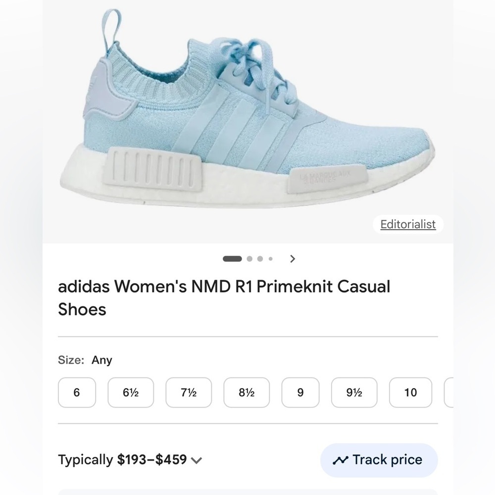 ADIDAS NMD R1 Women’s Prime knit casual ice blue shoe sz 8.5 - Picture 2 of 15